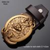 Tiger Head Alloy Western Cowboy Leather Belt with Smooth Buckle