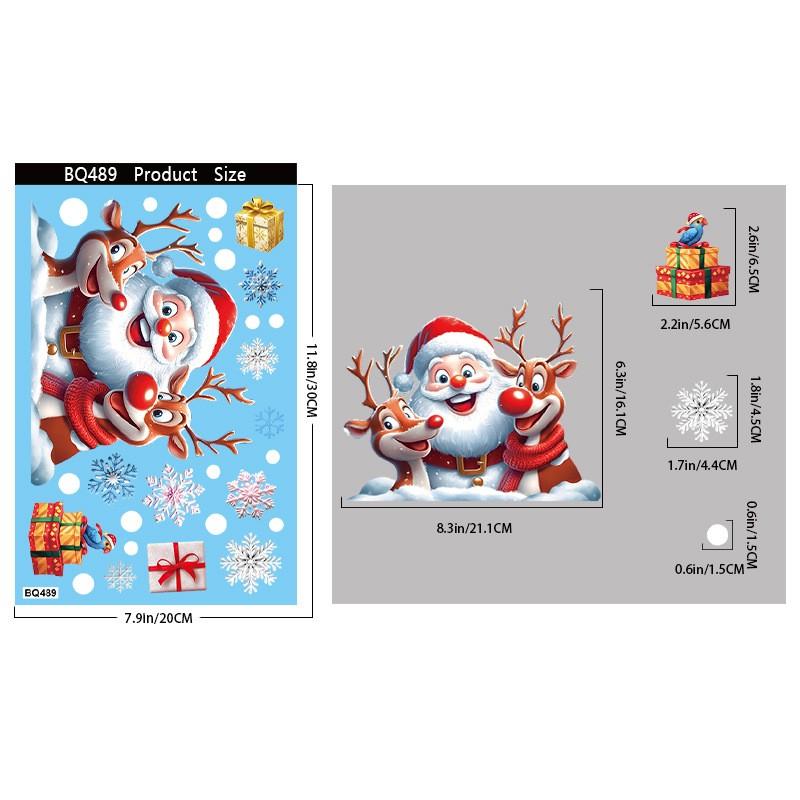 

Christmas Decorations: Snowman, Snowflake, Glass Stickers, Christmas Party Decorations, Static Stickers.