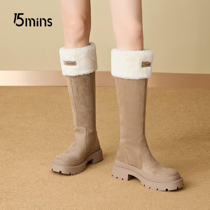 15MINS Women s Winter Plush Tall Boots 38