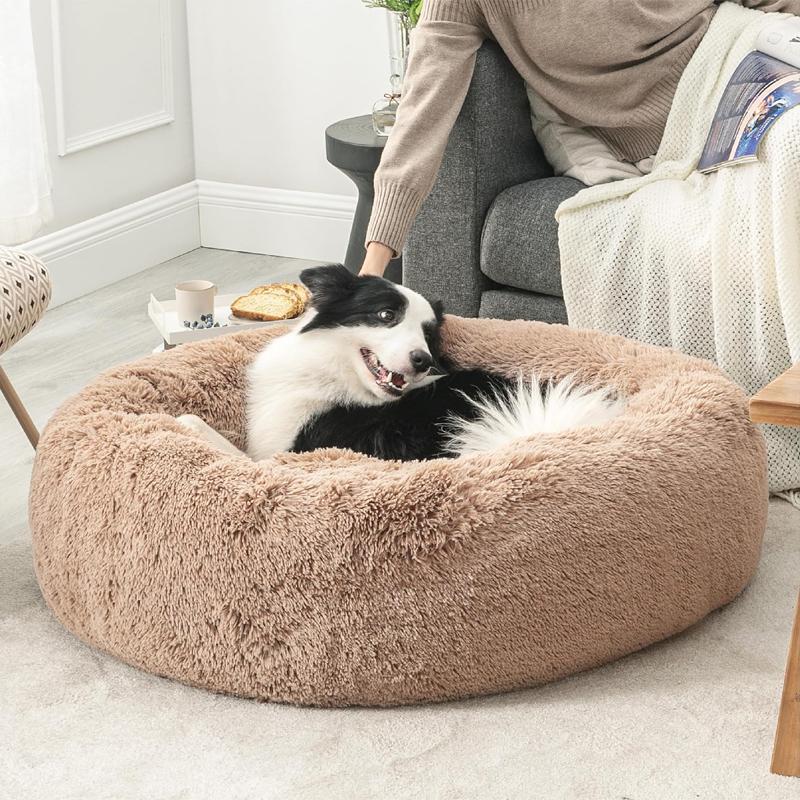 40-100cm Zuhause Rundes Haustierbett für Großes Hundebett Superweiches Katzenbett Langplüschiges Hundehaus für Mittelgroßes Hundehaus Winter Warm Schlafen