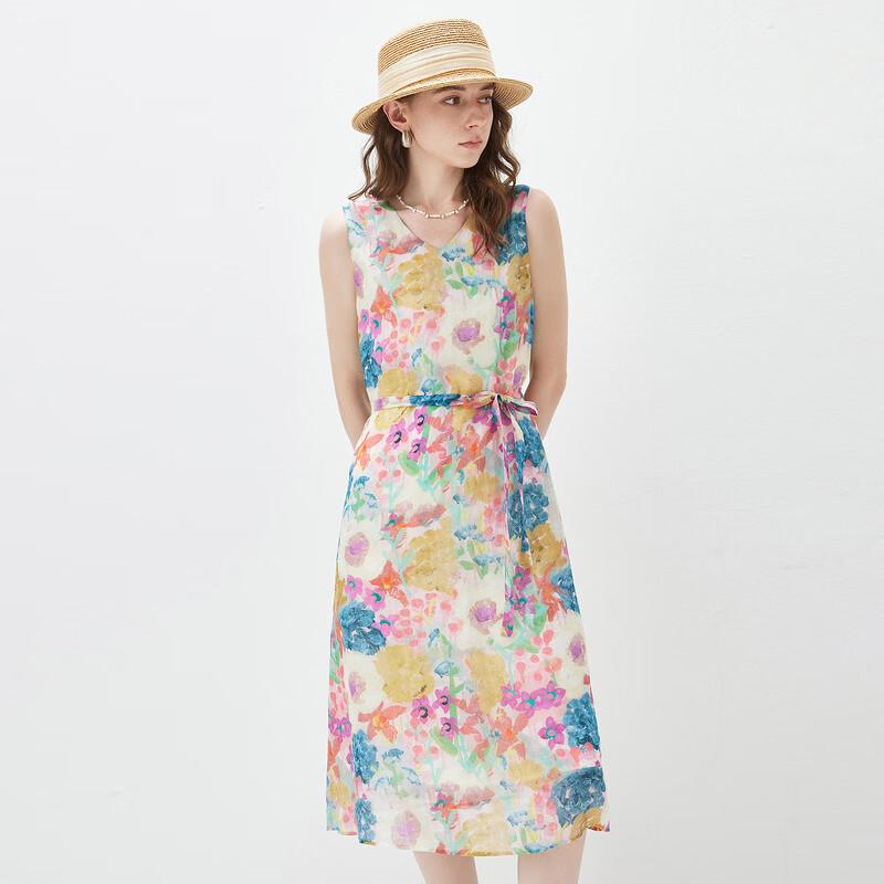 Kemengboka 2026 S/S Women's Linen Sleeveless Tie-Waist Resort Dress