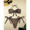 Leopard Knotted Polka Dot Bikini Women Strapless Bandeau Swimsuit Female Swimwear Two Pieces Bikini Set Bathing Suit Swim