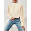 Fall Winter Women's Half Turtleneck Patchwork Wavy Chiffon Long Sleeve Top, European American Style Crossborder Women's Clothing