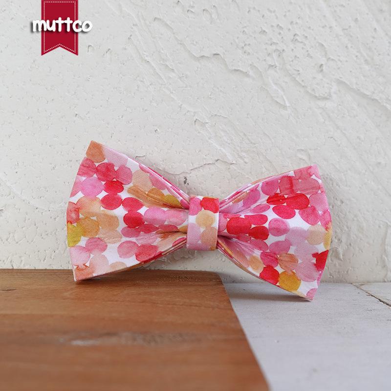 MUTTCO Pink Bubble Double Layer Dog Bow Tie UBT-127 L