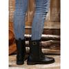 Women's Plus Size Mid-Calf Martin Boots New Autumn Winter Block Heel Lace Up Leather Ankle Boots with Side Zip