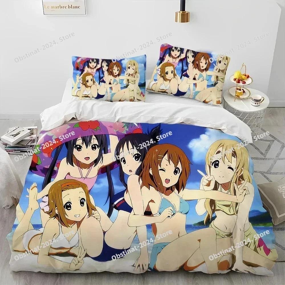 3D Anime K-ON Cute Kawaii Girl Bedding Set Printed Single Comforter Quilt Duvet Cover Pillow Case 3 Pieces Sets Kids Adult Size