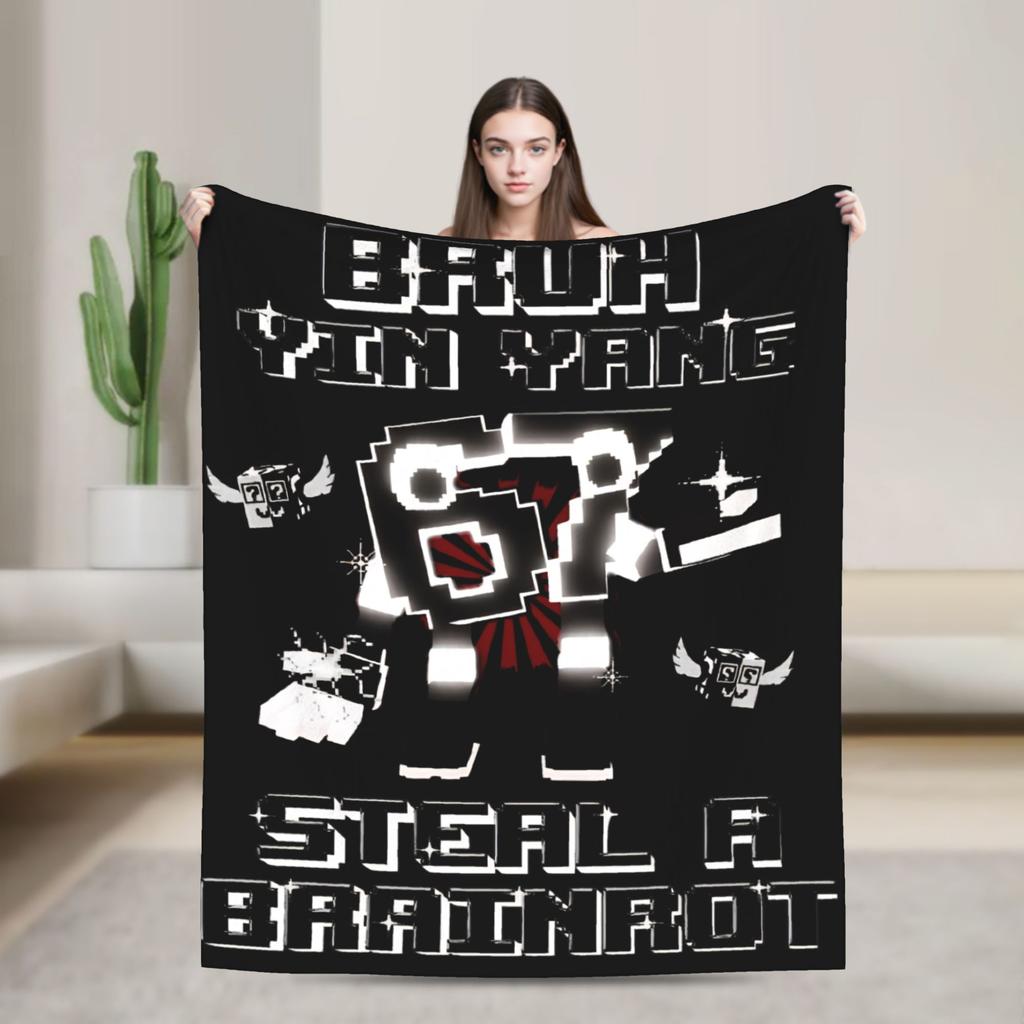 Bruh Yin Yang 67 Six Seven 6-7 Funny Brainrot Steal a Brainrot Flannel Throw Blankets Blankets Ultra-Soft Bedding Throws,