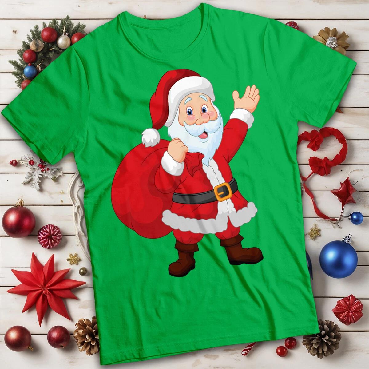 Mens and Womens Santa Claus Red and White Christmas T-Shirt Tee #MC XL