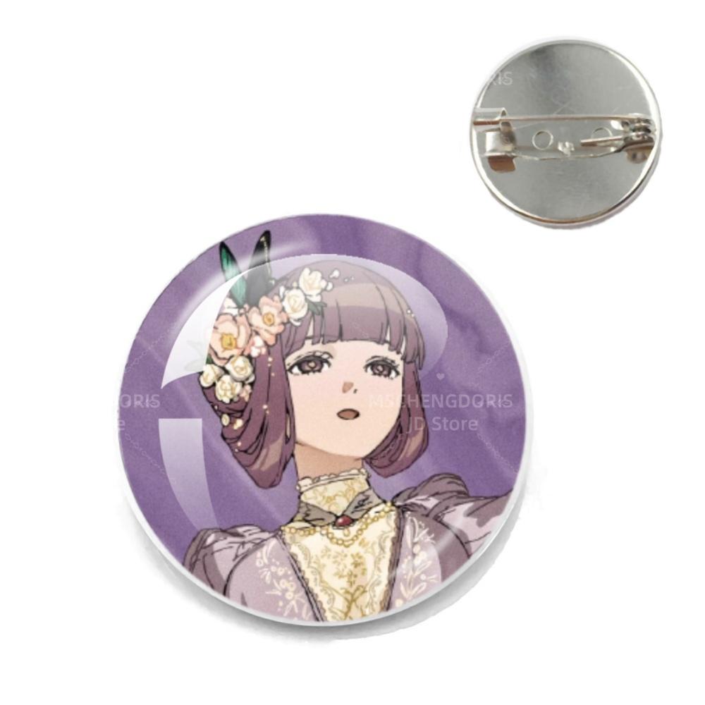 Anime Frieren Pins Cartoon Badge Round Creative Glass Metal Brooches For Backpack Jewelry Accessories Gifts