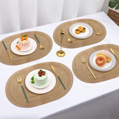 Oval Table Mats Coasters Hand-woven Pot Mat Creative Braided Table Place Mats  for Dining Table
