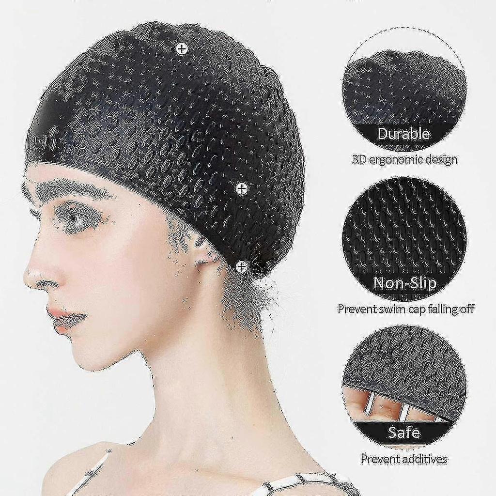 Silicone Swim Cap,comfortable Bathing Cap Ideal For Curly Short Medium