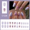 24Pcs Lavender Short Oval Glossy Press On Nails Winter Fall False Nails Manicure Set For Women Party Easy Application