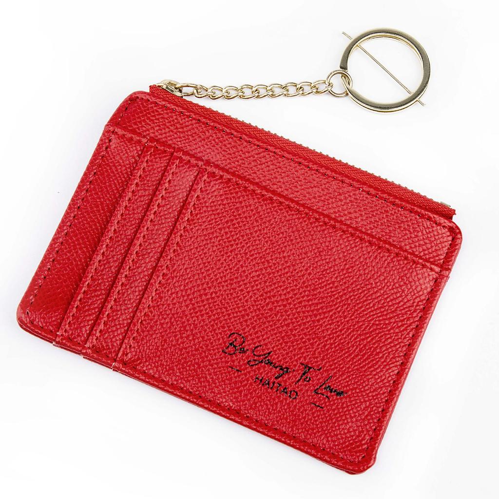 Women's Solid Color Card Holder & Coin Purse with Multi-Card Slots and Keychain