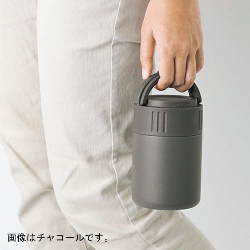 Kakusee MM-35B Soup Jar, 350ml, Blue, with Handle, Stainless Steel Spoon, Double-Layer Vacuum Wall, Keeps Hot or Cold, Approx. 9cm Diameter X 13.5cm H