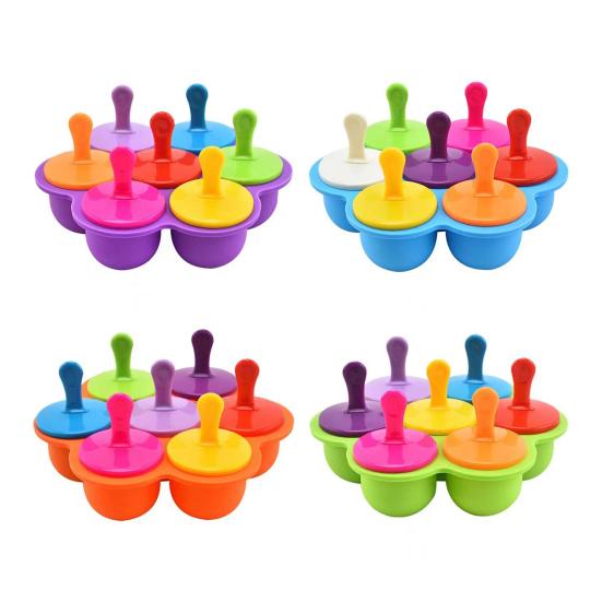Ice Cream Mold 6-Cavity Flower Shape Silicone Ice Pop Mold with Lids Easy Release Dishwasher Safe Popsicle Mold for Jelly Pudding Soap Making