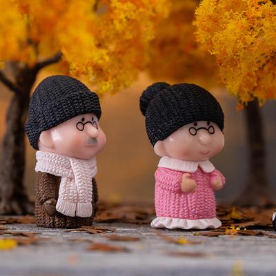 1 paio di mini coppie di figurine micro paesaggio fai da te miniature artigianato in plastica giardino delle fate muschio casa delle bambole terrario arredamento per la casa