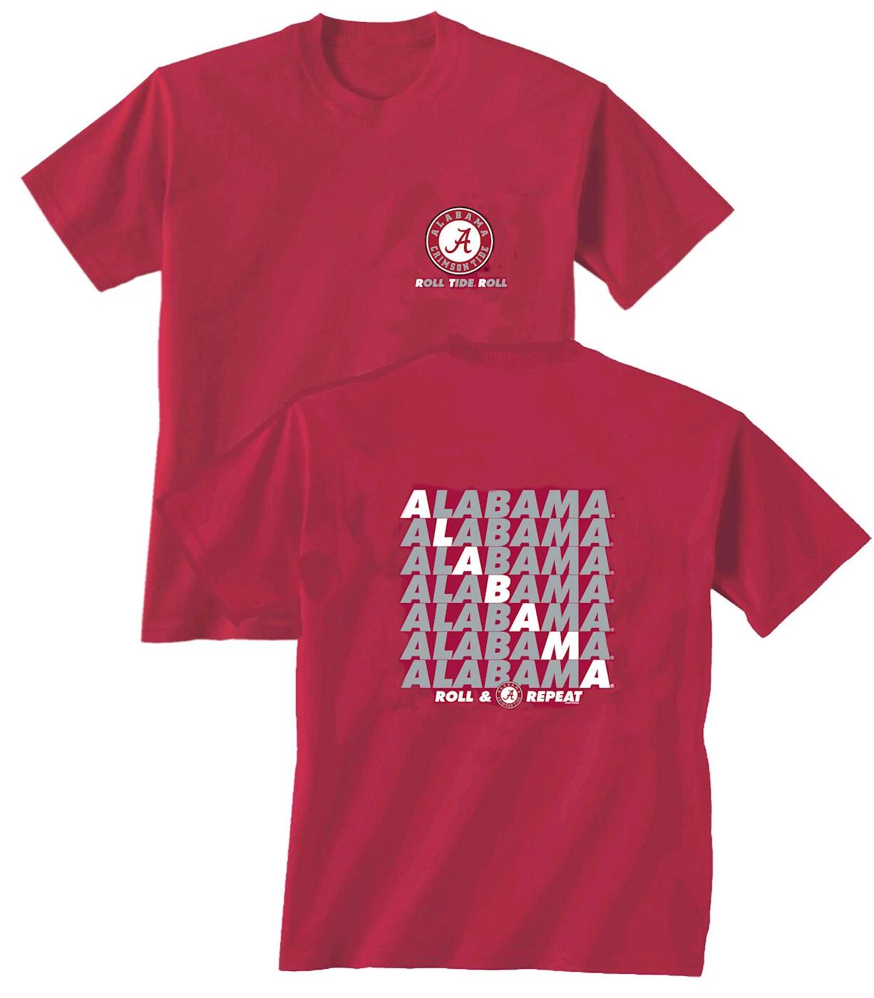 Alabama Crimson Tide 2 Sided Diagonal Repeat Short Sleeve T shirt 2XL