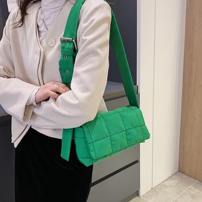 2025 New Ins Fashion Trend Internet Celebrity Solid Color Sponge Pillow Bag Nylon Shoulder Messenger Bag Space Cotton Bag