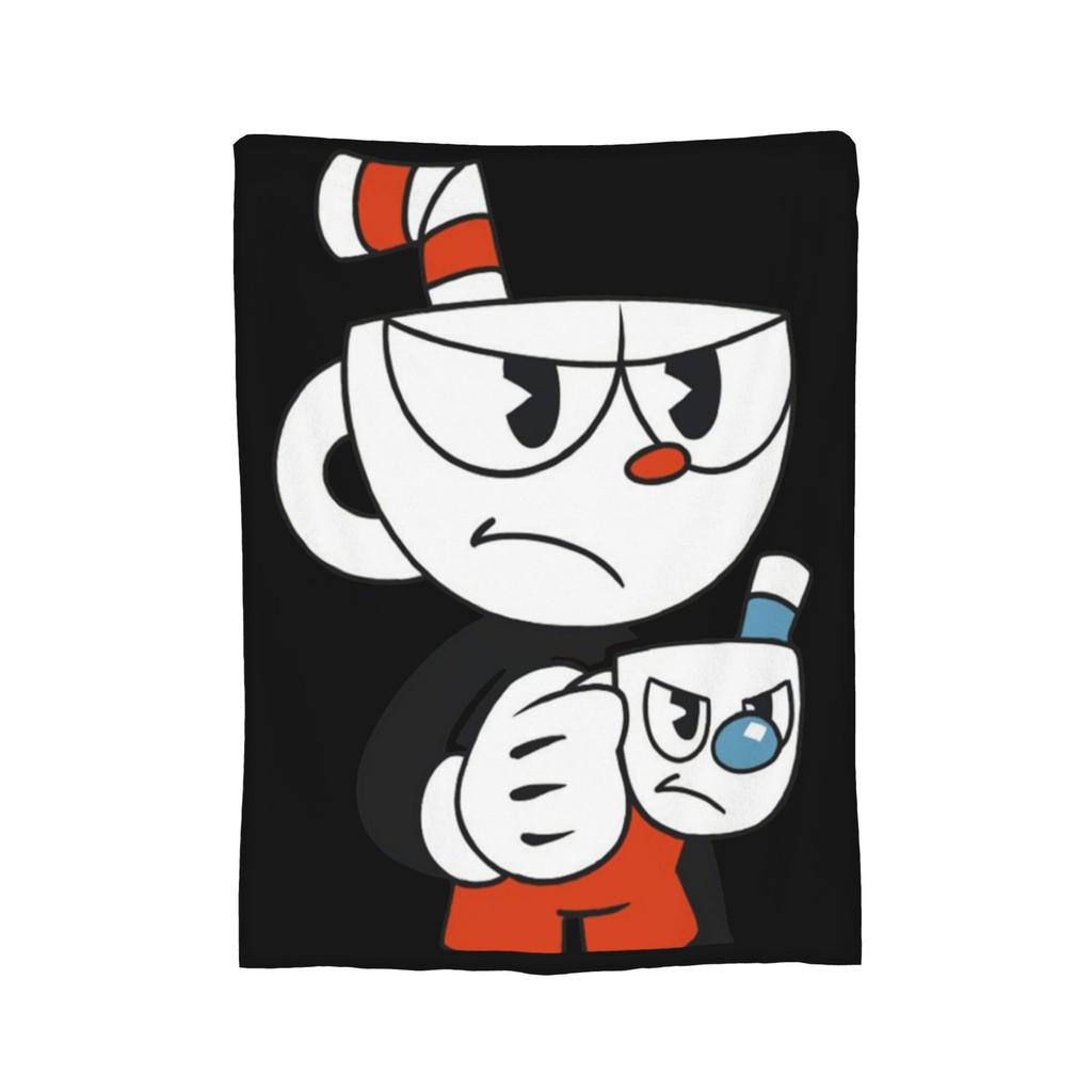 Cartoon Cuphead and Mugman Game Blanket Flannel Decoration   Multifunction Throw Blankets for Bedding Travel Bedspread