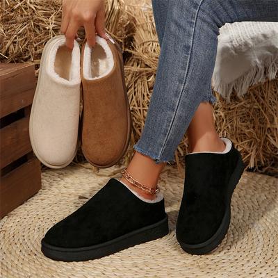 New Winter Plush Shoes for Women Easy To Wear Snow Boots Outdoor Warm Plush Slippers Women Solid Color Thick Soled Shoes