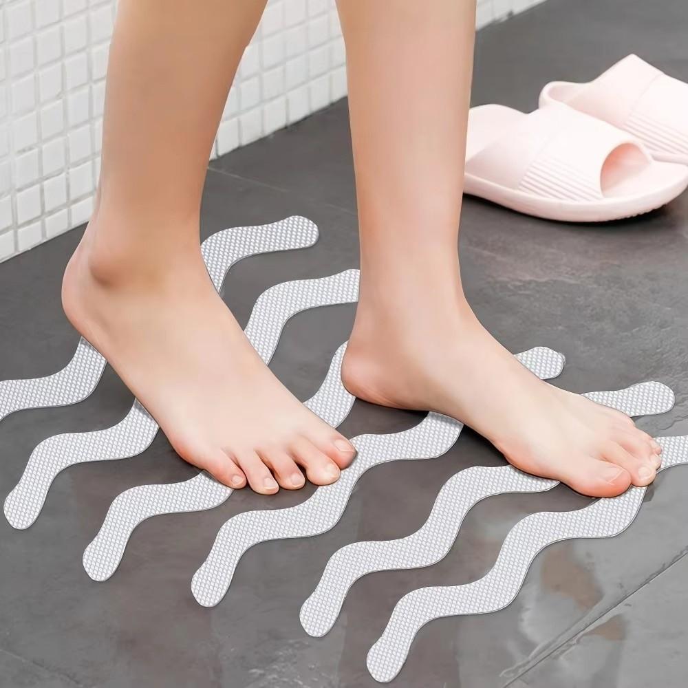 6/12pcs S-Shaped Design Anti-Slip Strips Transparent Bathtub Safety Strips for Stairs