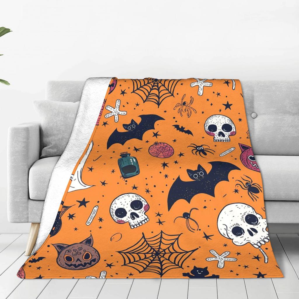 Flanell-Kuscheldecke Halloween Fledermaus Sterne Cartoon Warme Plüschdecken Weiche Tagesdecke für Bett Wohnzimmer Zuhause Reise Sofa