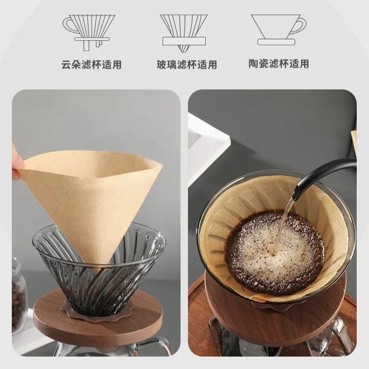 200piece Hand Brewed Coffee Filter Paper Disposable Fan-shaped Coffee Powder Filter Papers Drip  Coffeemaker Cone Leach Papers