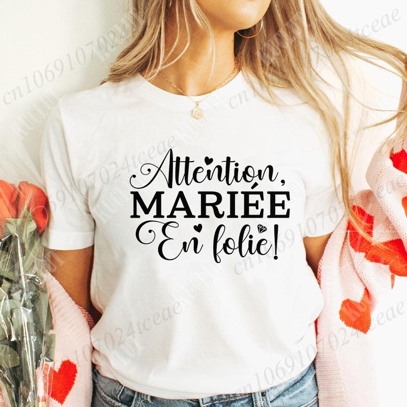 Humor French Bachelorette Party T-Shirt Girls Single Farewell Tees Team Evjf Future Bride Shirt Funny Bridal Shower Wedding Tops
