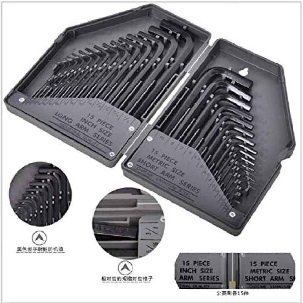 Hex Key Wrench Set, 30pcs Allen Keys Set Long and Short Hex Key for Disassembling and Installing Most Interior Hex Screws In Car Furniture, Equipment