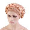 Hot-selling imitation silk wide-brimmed nightcap, satin streamer round hat, hair care headscarf hat
