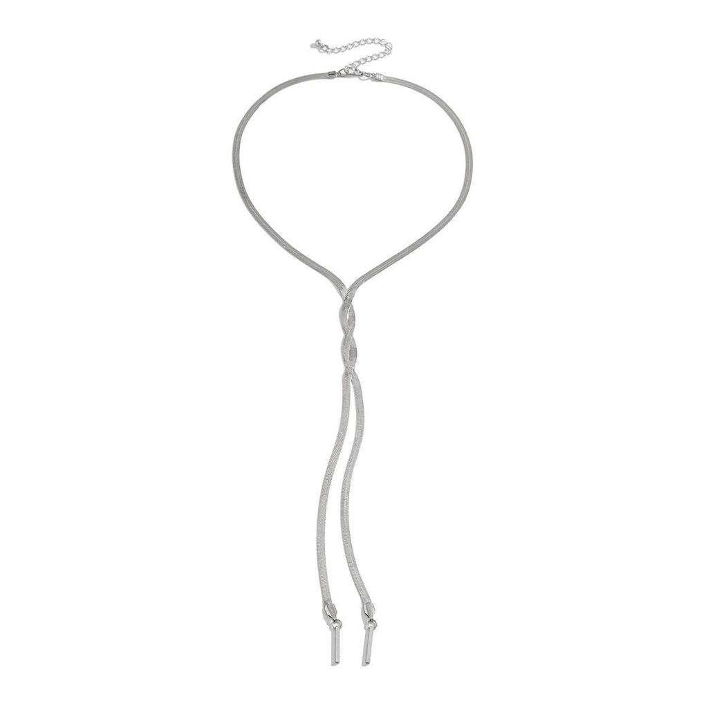 Europäische und amerikanische geometrische Schlangenkette Quaste Halskette - Geflochtener Kupfer Schlüsselbeinschmuck