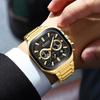 Mens Square Chronograph Watches Stainless Steel Wrist Watch with Date Luminous Hands Waterproof
