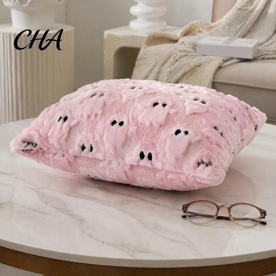 Versatile Seasonal Cushion Covers Halloween Ghost Cover, Plush Embroidered Throw Pillow 18x18 Cute Cover Inch Case for Home Sofa Bed Decor Party