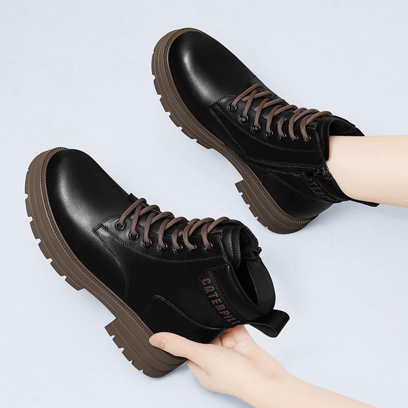 British Martin Boots Women's New Winter Leather Shoes White Platform Short Boots Spring and Autumn Boots Single Boots