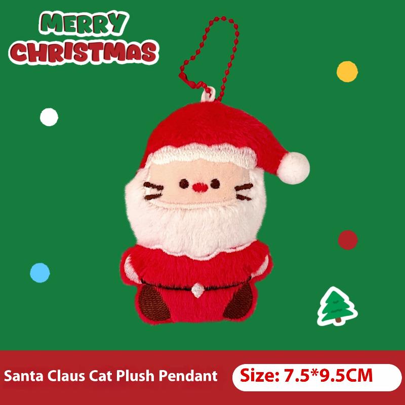Cartoon Christmas Plush Doll Pendant Keychain Fluffy Cute Creative Soft Stuffed Doll Backpack Pendant Decorative Accessories