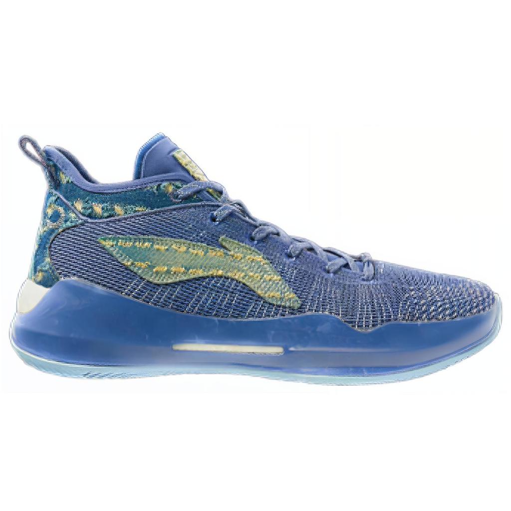 New LiNing YuShuai 13 Boom Cushioning Anti Slip And Wear Resistant Coverage Support Mid Top Basketball Shoes Men's Blue ABAQ013-15