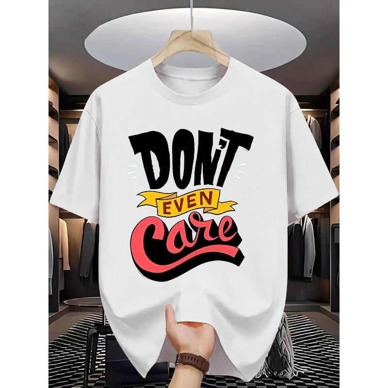 

European sizes Men S Summer Casual Crew Neck T-Shirt, Slight Stretch, Regular Fit, Fashion Letter Print Don t Even Care S белый