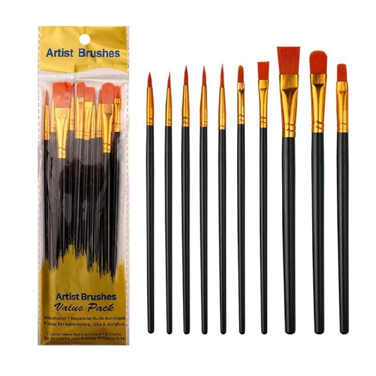 10 Pcs Watercolor Paint Brushes Set Nylon Hair Painting Brush Art Tool Drawing and Art Supplies For Creative Projects