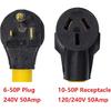 ONETAK NEMA 6-50P To 10-50R 240V 50 Amp 3 Prong Male Plug To 50 Amp 3 Prong Female Outlet Receptacle Generator Dryer Power Cord Adapter