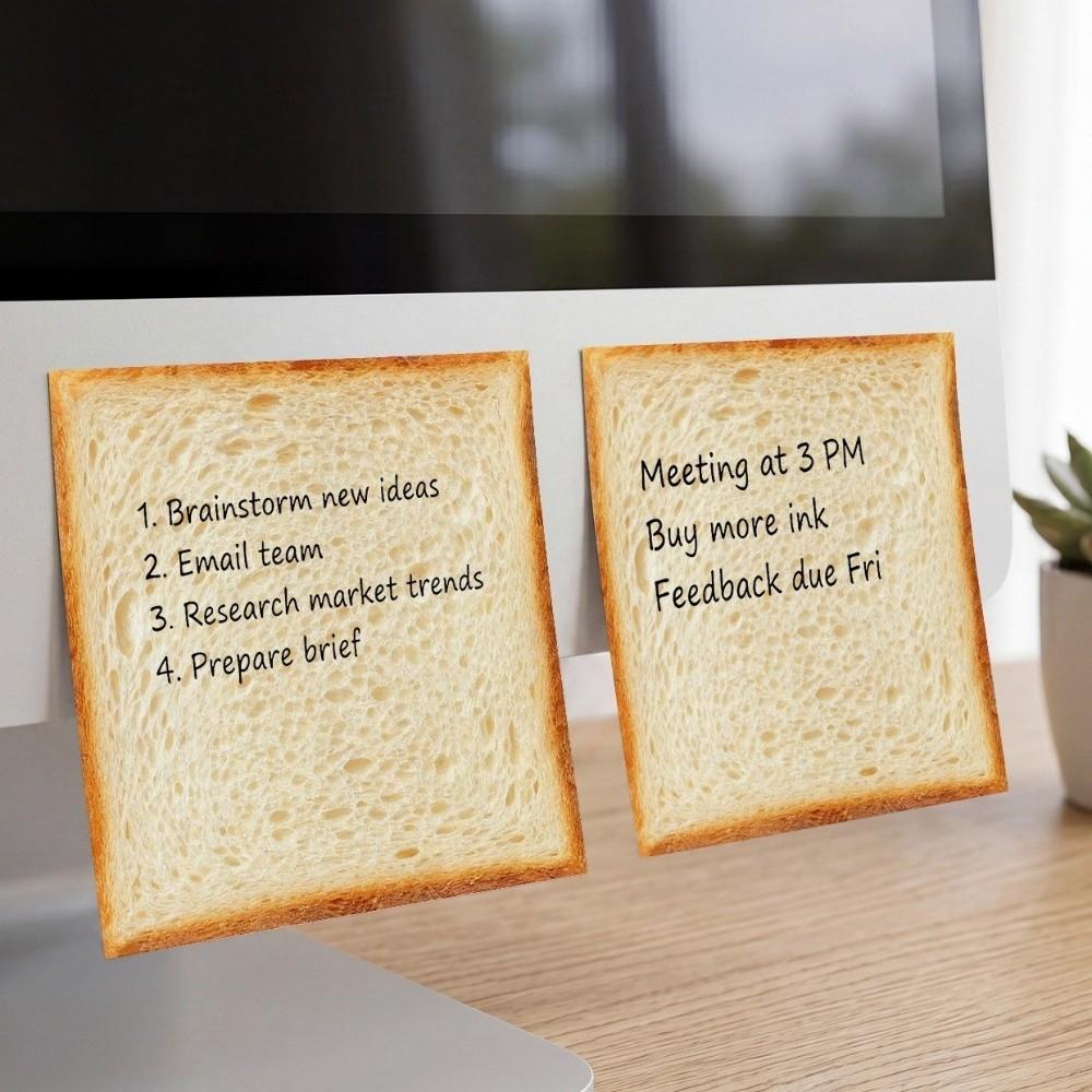 50 Sheets Bread Sticky Notes Removable Adhesive Food Theme Memo Pads Toast Sticky Notes Office Use