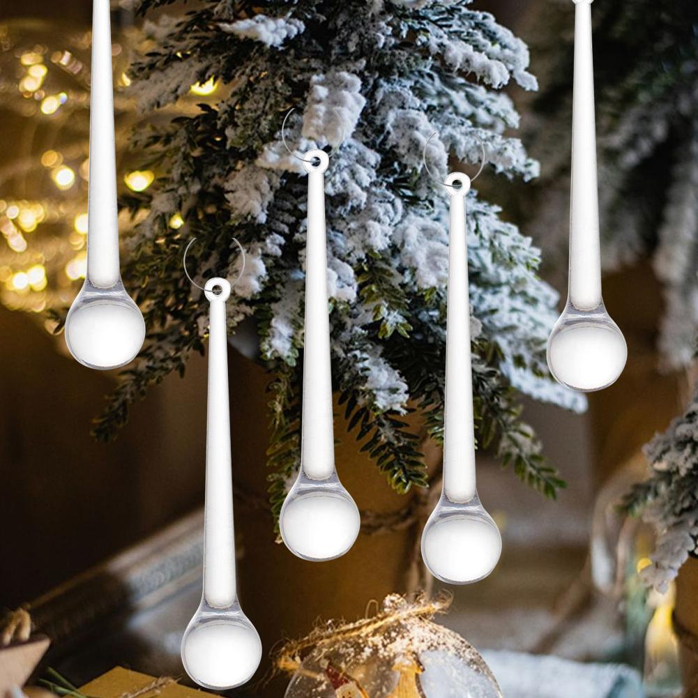 Clear Christmas Teardrop Hanging Ornaments Clear Glass Decor Hanging Raindrops Tree Pendants Christmas Crystal DIY Chandeli M1Z0