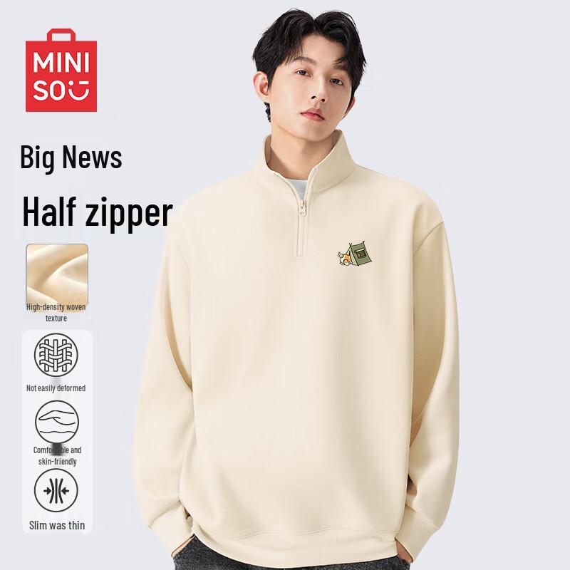 

MINISO Men s Loose Fit Half-Zip Stand Collar Sweatshirt 2XL