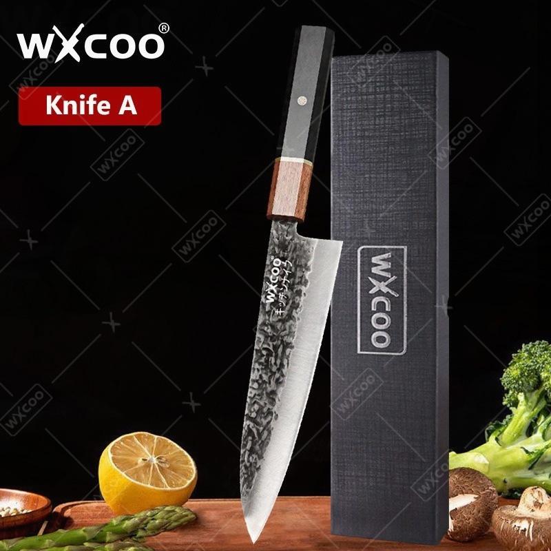 WXCOO Kitchen Knives Damascus Forged Chef Knife Butcher Cleaver Knife Meat Cleaver Fruit Slicing Knife Kitchen Accessories