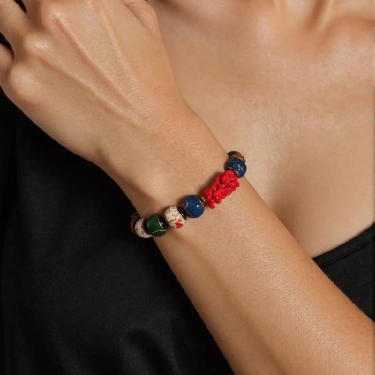 Fashionable Glass Beaded Bracelet Wealth Attracting Hand String Handmade Wrist Jewelry Gift for Friend and Family