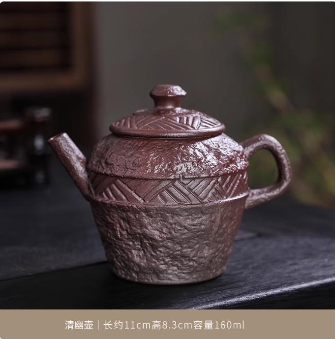 1 set di teiere cinesi in argilla viola Yixing, in ceramica grezza, retrò, fatte a mano, di piccola capacità, set da tè Kung Fu per uso domestico