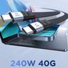 240W USB C to USB C Charging Cable Flat Nylon Cord Data Sync Charging Cord Efficient Type C Cord Fast For Phone 15 Pad