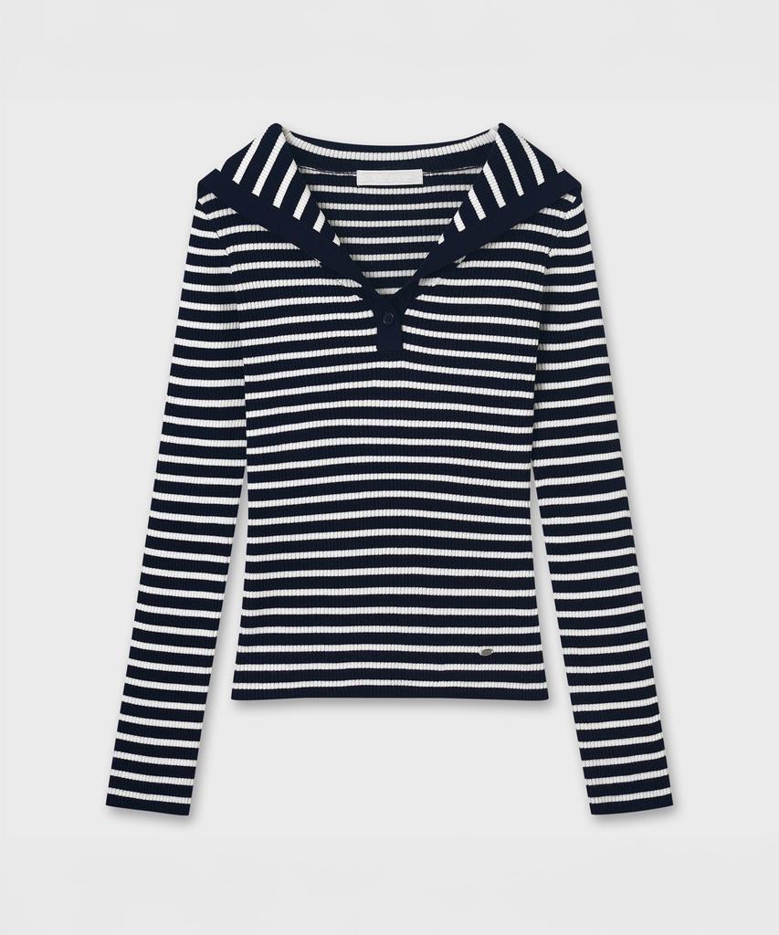 PLAC WOMEN Striped Sailor Collar Knit 2 Colors