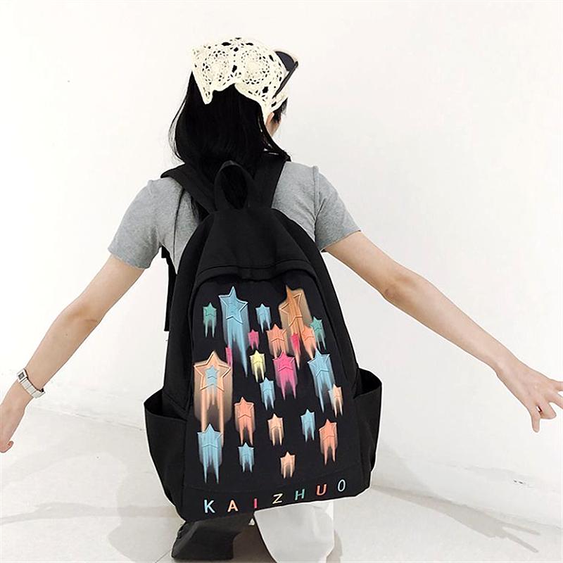 

Нишевый Звездный Школьный Рюкзак Милый Рюкзак Легкий Рюкзак Большой Вместимости чёрный