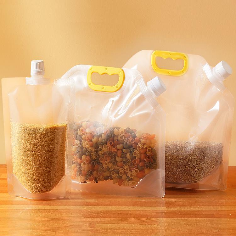 10Pcs Grain Storage Bag, Kitchen Suction Nozzle Bag Sealed Sub-bag Household Visual Transparent Food Sealed Bag