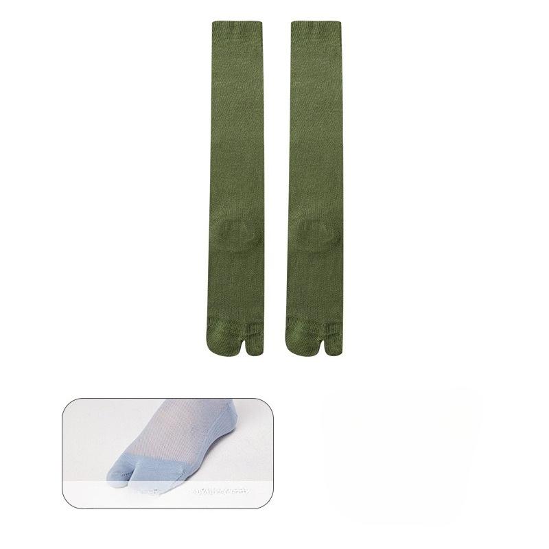 Women's Solid Color Knee-to-Knee Socks Ultra-Thin Transparent Two-Tipped Mesh Lace Socks Slim Long Socks for Summer